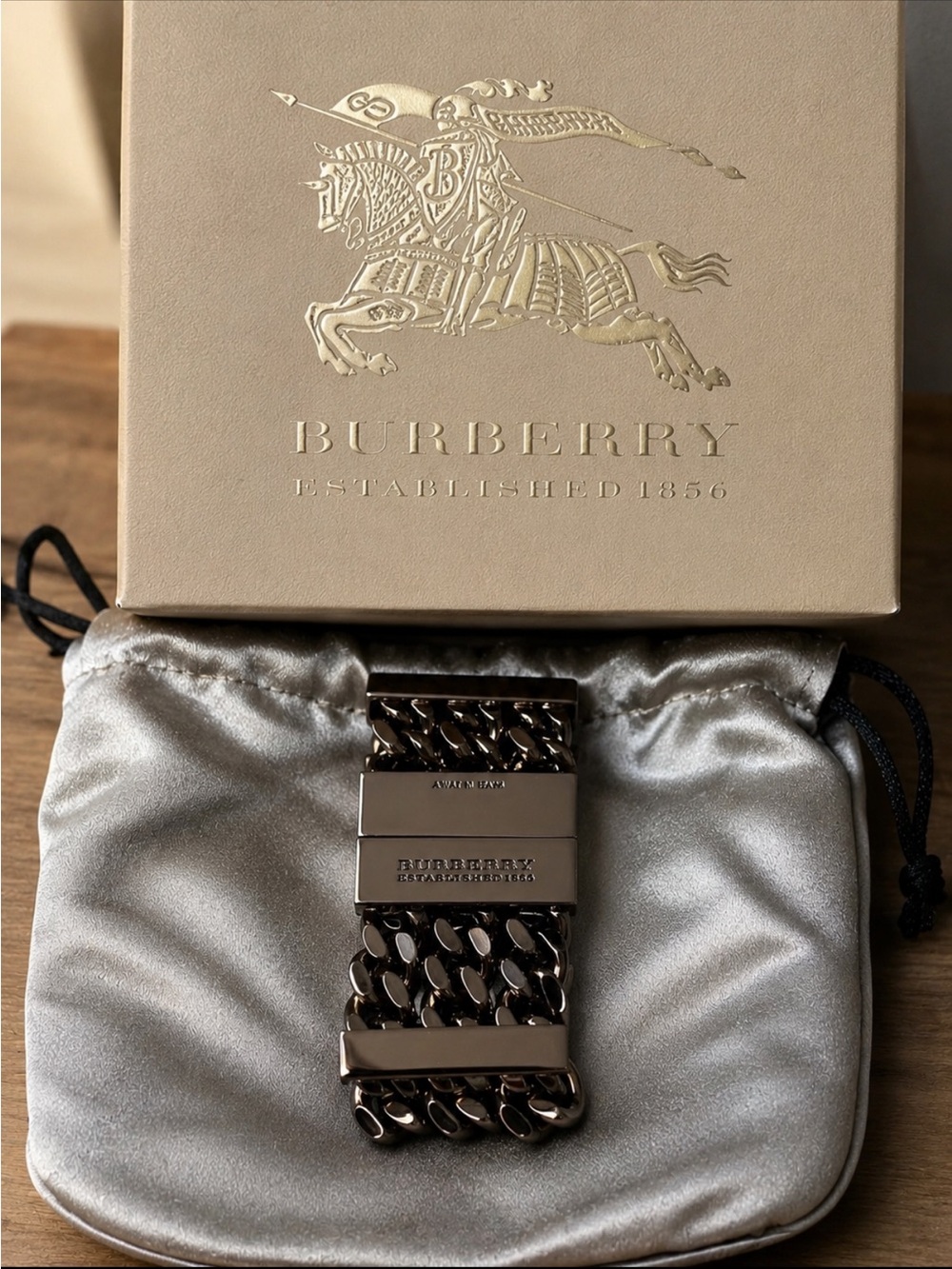 Authentic Burberry Heavy Bronze Chainlink Bracelet Made in Italy w/Original Box